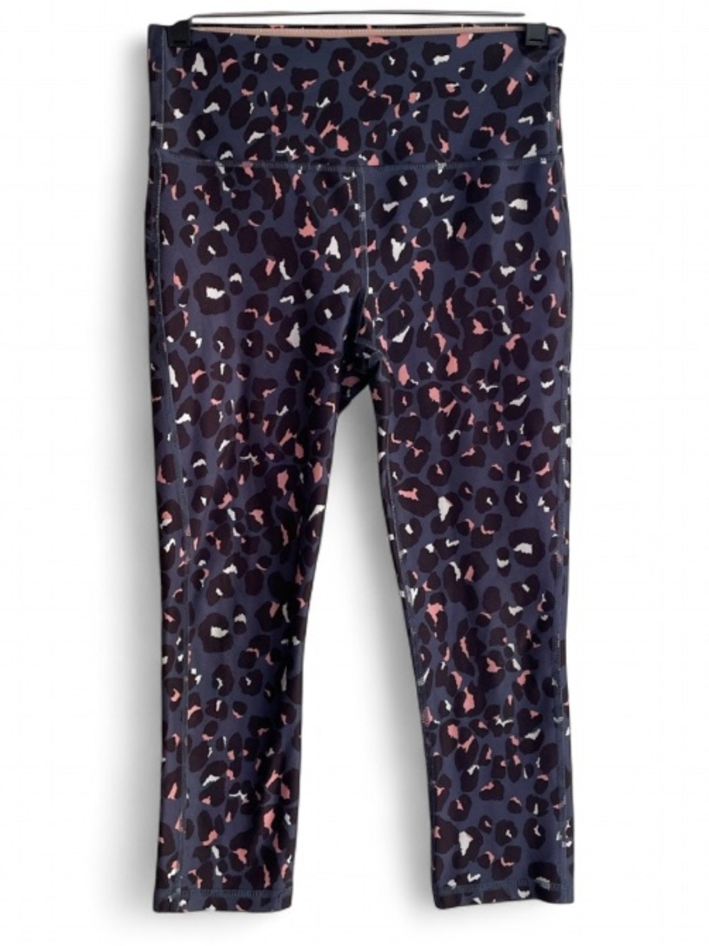 Marika Sport Navy Blue Animal Print Capri Crop Leggings Size M